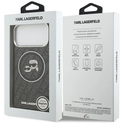 8. Karl Lagerfeld IML Glitter Karl&Choupette Heads Logo MagSafe Case für iPhone 17 Pro Max - Schwarz