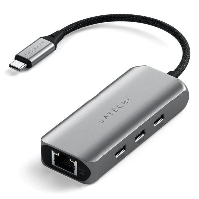3. Satechi 4-in-1 USB-C Hub – Hub für mobile USB-C-Geräte (3x USB-C 3.2 Gen2 10 Gbit/s, 2,5-Gigabit-Ethernet) (Space Grau)