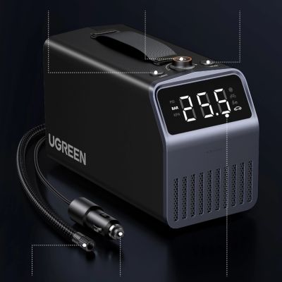 8. Ugreen 150 PSI 12V Elektrische Autoreifenpumpe mit Digitalanzeige - Grau