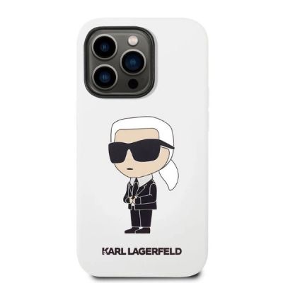 3. Karl Lagerfeld Silikon-Ikonik-Hülle für iPhone 14 Pro Max – weiß