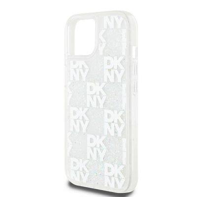 6. DKNY Liquid Glitter Multilogo Hülle für iPhone 15 / 14 / 13 – Weiß