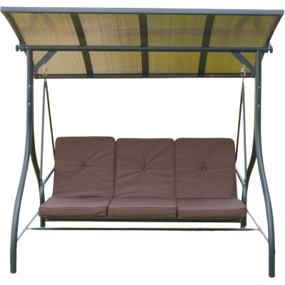 9. 3-Sitzer Gartenschaukel 194x120x173cm ZOSIA mit Polycarbonat-Dach