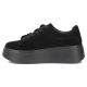 3. Damen-Sneaker aus Leder mit Plateausohle und Blumenmuster, Wildleder, schwarz, Filippo DP8113