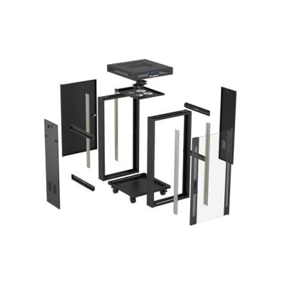 7. LANBERG Standschrank 19" 24U 600x600 Schwarze Glastür LCD (Flatpack) V2