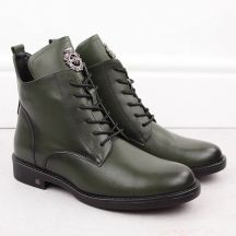 Grüne Damen-Ankle-Boots mit Schnürung und Reißverschluss, Potocki SZ12179