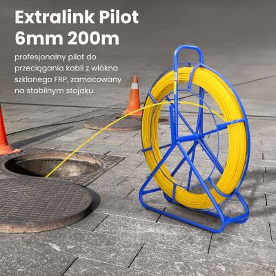 4. Extralink Pilot-Kabelzieher, Pilot 6 mm, 200 m, GFK-Glasfaser, Durchmesser 6 mm, Länge 200 m, Gelb