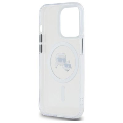 7. Karl Lagerfeld IML Metal Karl & Choupette Head MagSafe Hülle für iPhone 14 Pro Max - Weiß