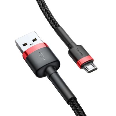 2. Baseus Cafule Cable strapazierfähiges Nylonkabel USB / Micro USB 2A 3M schwarz-rot (CAMKLF-H91)