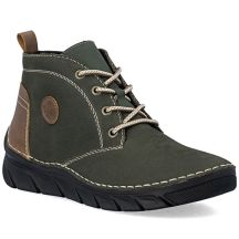 Gefütterte grüne Damen-Ankle-Boots aus Leder von Rieker (Modell 55036-54)
