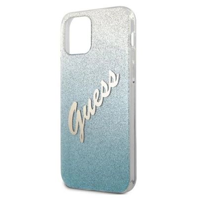 6. Guess, GUHCP12LPCUGLSBL iPhone 12 Pro Max 6,7" blau/blaue Hardcase Glitter Gradient Script