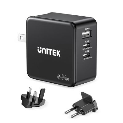 4. UNITEK GAN Ladegerät, PD 65W 2x USB-C, USB-A