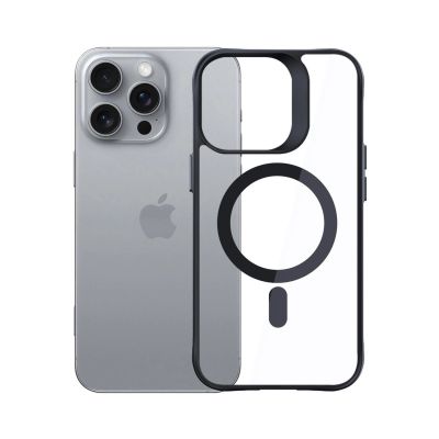 13. 3mk Satin Armor MagCase Hülle mit MagSafe iPhone 16 Pro Max – transparent mit schwarzem Rahmen