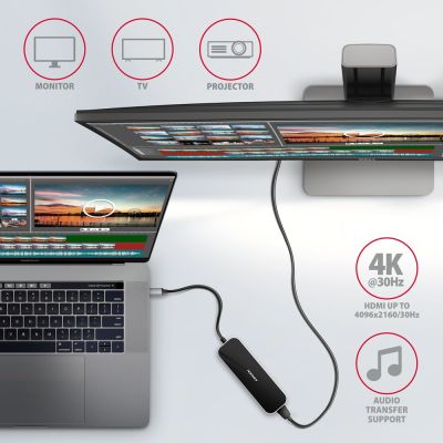 3. Axagon HMC-6H4A Kabelgebundene Dockingstation USB 3.2 Gen 1 (3.1 Gen 1) Typ-C Schwarz, Grau