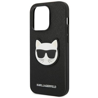 6. Karl Lagerfeld Saffiano Choupette Head Patch Case für iPhone 14 Pro Max – Schwarz