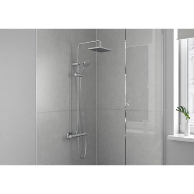 5. Hansgrohe Showerpipe 230 Duschsystem mit 2 Duschköpfen, Wandmontage, Schwarz