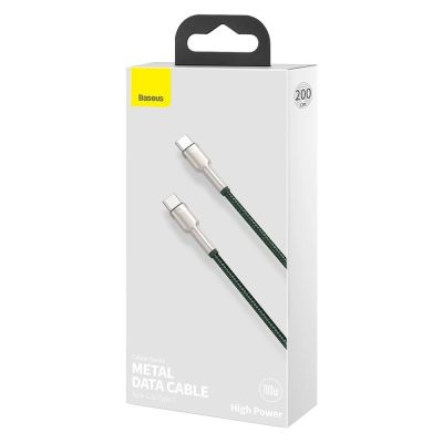 5. Baseus Cafule Series Metal Data USB-C / USB-C PD QC SCP 100W 5A 2 m Kabel - Grün