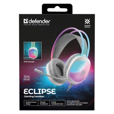 12. Defender Eclipse RGB-Kopfhörer mit Mikrofon, Weiß 62440
