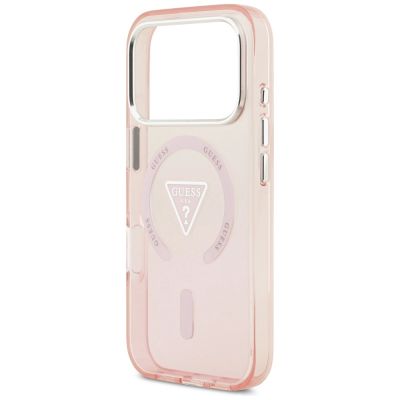 6. Guess IML Gradient Triangle Logo MagSafe Hülle für iPhone 17 Pro - Pink