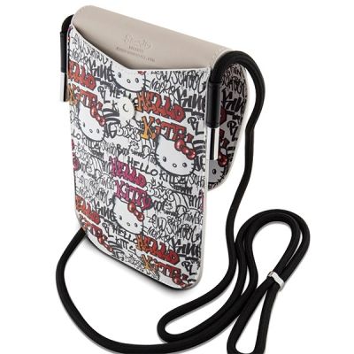 5. Hello Kitty Leather Tags Graffiti Cord-Tasche – Beige