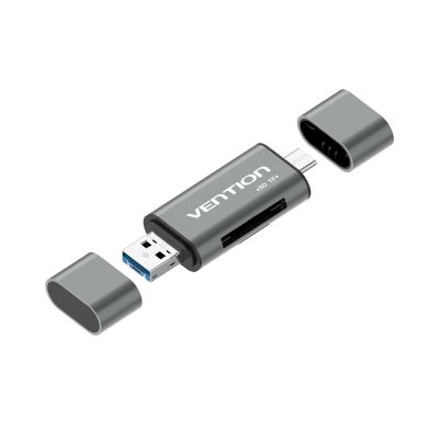 Vention SD/microSD-Kartenleser mit USB 3.0 USB-C microSD-Anschlüssen, Grau