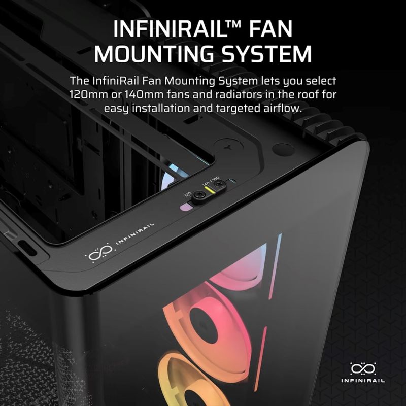 6. Corsair FRAME 4500X LX-R RGB Midi-Tower-Gehäuse mit Seitenwand aus gehärtetem Glas, Schwarz