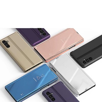4. Clear View Case Hülle für Samsung Galaxy A14 Flip Cover blau