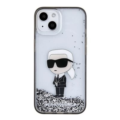 3. Karl Lagerfeld KLHCP15SLKKNSK iPhone 15 6,1" transparentes Hardcase Liquid Glitter Ikonik