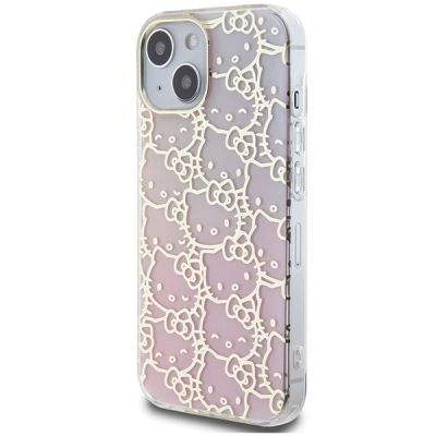 2. Hello Kitty IML Gradient Electrop Crowded Kitty Head Hülle für iPhone 15 – Rosa