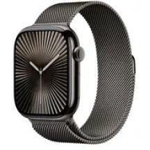 Apple Watch Series 10 GPS + Cellular 46 mm Gehäuse aus schiefergrauem Titan mit schiefergrauem Milanaise-Armband – S/M