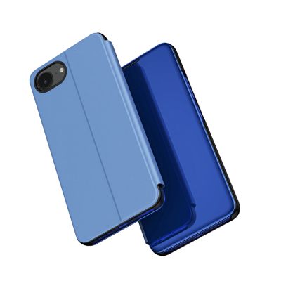 Transparente Schutzhülle für iPhone 16e/17e (Klappcover) – Blau