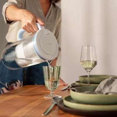 6. Brita Glasfilterkanne + 2 MaxtraPro PP-Kartuschen (blau; 2,5 l)