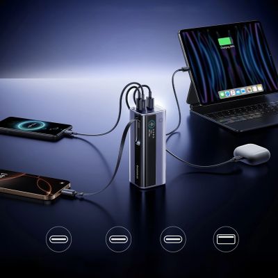 12. Baseus EnerGeek GR11 20000mAh 145W Powerbank mit einziehbarem Kabel – Grau