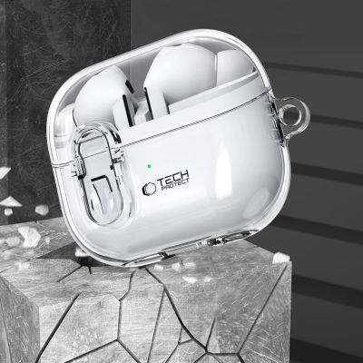 4. Tech-Protect FlexAir-Hülle mit Karabiner für Samsung Galaxy Buds 3 / 3 Pro – transparent