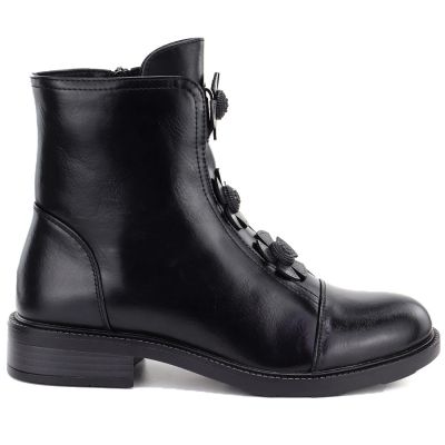 6. Damen-Ankle-Boots mit Zierblumen, gefüttert, schwarz, Potocki SZ12852