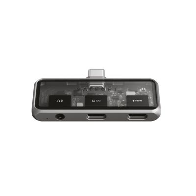 8. Satechi Mobile XR Hub, mobiler USB-C-Adapter mit Audio (1x USB-C 100W PD; 2.0 Daten und Audio, 1x USB-C DP 1.4 4K@60Hz; 3.0 10 Gbit/s, 1x 3,5-mm-Audio-Ein-/Ausgang), Space Grau