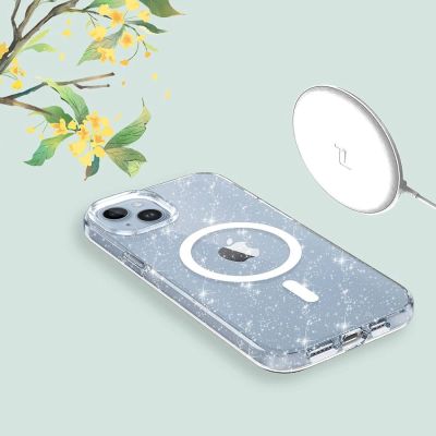 4. Tech-Protect FlexAir Hybrid MagSafe Hülle für iPhone 13 / 14 – transparent und glitzernd