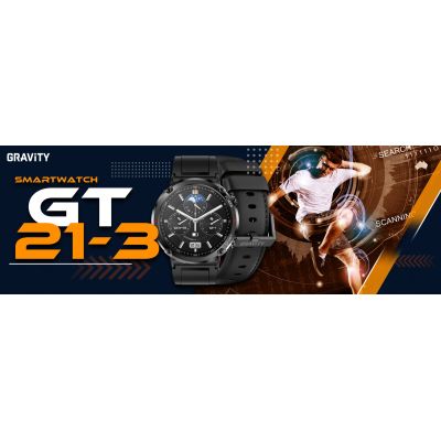 10. Gravity GT21-3 Smartwatch + Schwarzes Silikonarmband