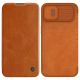 Nillkin Qin Leder Pro Hülle iPhone 14 Plus Kamera Cover Holster Cover Flip Case Braun