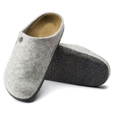 8. Birkenstock Zermatt Cozy Home Hausschuhe aus hellgrauem Wollfilz, normale Weite (1015080)