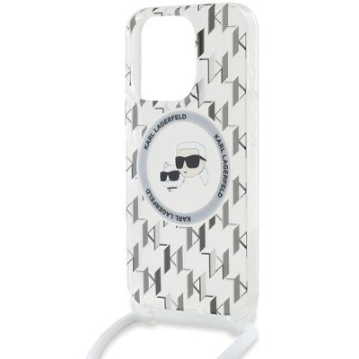 4. Karl Lagerfeld IML Crossbody Monogram Karl & Choupette Head MagSafe Hülle für iPhone 15 Pro Max – Transparent