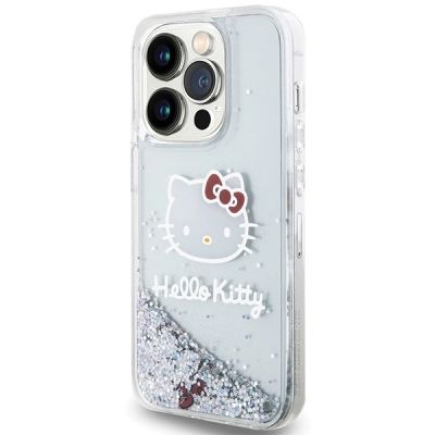 2. Hello Kitty Liquid Glitter Charms Kitty Head Hülle für iPhone 13 Pro Max – Silber