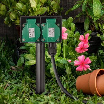 8. Entac ESE1.5G2-5-IP44S 5m Splitter 2 x Netzwerkdose für den Außenbereich Schwarz, Grün
