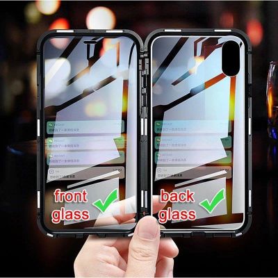 7. Wozinsky Full Magnetic Case 360 Magnetic Case Vorder- und Rückseite mit integriertem Glas Vivo X60 Schwarz-Transparent
