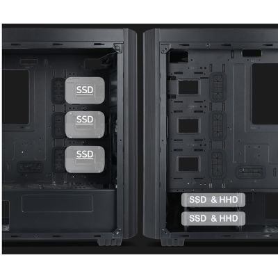 10. GEMBIRD FORNAX K500 MIDI-TOWER-CASE (2x USB 3.0, 1x USB Typ-C, Kartenleser, HD-Audio) SCHWARZ