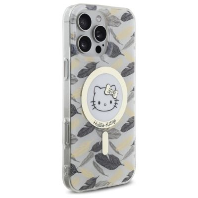 4. Hello Kitty IML Golden Leaves MagSafe Hülle für iPhone 16 Pro Max – weiß