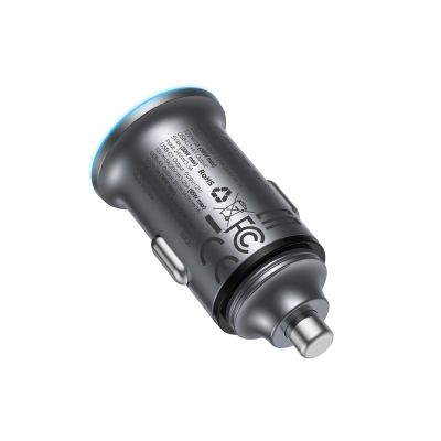 3. Acefast B15 65W USB-A + USB-C Kfz-Ladegerät – Grau