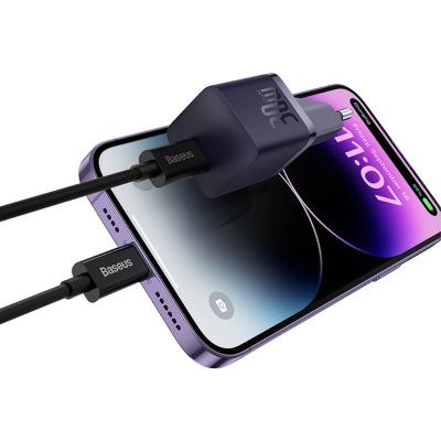 5. Baseus GaN5 30W USB-C EU-Wandladegerät – Lila