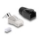 3. DeLOCK RJ45-Modularstecker mit Zugentlastung, Cat.6A-, Cat.7- und Knickschutzkappen, 25er-Set