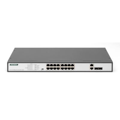 3. Fast-Ethernet-PoE-Switch mit 16 PoE-Ports + 2 Combo-Ports, 250 W PoE-Budget