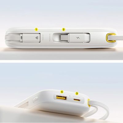 8. Baseus EnerFill FC31 Qpow 3 10000mAh 45W Powerbank mit Digitalanzeige, USB-C- und Lightning Kabeln – Weiß